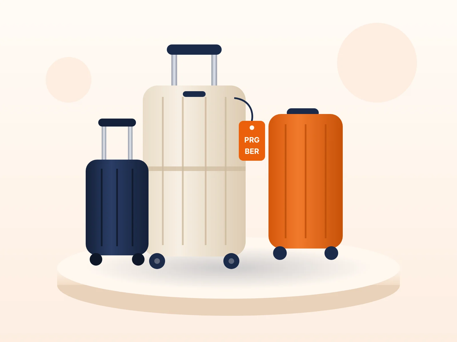 Three hard-shell suitcases in different sizes